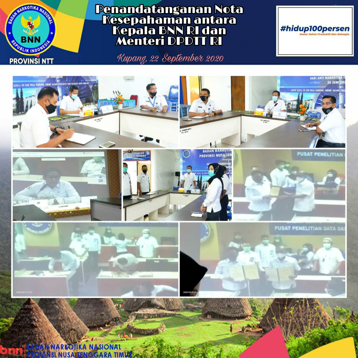 BNN Provinsi NTT Mengikuti Kegiatan Penandatanganan Nota Kesepahamam antara BNN RI dengan Kementerian Desa, Pembangunan Daerah Tertinggal dan Transmigrasi RI Secara Virtual BNN Provinsi NTT Mengikuti Kegiatan Penandatanganan Nota Kesepahamam antara BNN RI dengan Kementerian Desa, Pembangunan Daerah Tertinggal dan Transmigrasi RI Secara Virtual