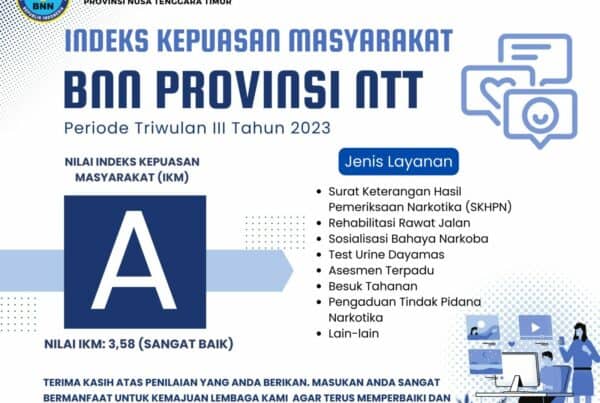 CAPAI GRADE A PADA PENILAIAN INDEKS KEPUASAN MASYARAKAT, BNNP NTT TERUS OPTIMALKAN PELAYANAN MASYRAKAT INDEKS KEPUASAN MASYARAKAT TERHADAP PELAYANAN BNNP NTT MENDAAT NILAI A